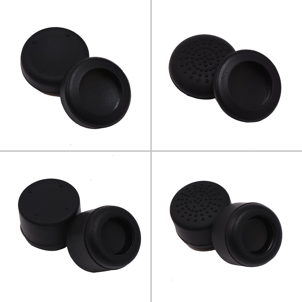 Cooraby L2 R2 L1 R1 Trigger Replacement Parts Buttons Replacement Joysticks Thumbstick with 8 Pack Silicone Thumb Stick Grips Cap Cover Compatible with PS4 Controllers, Black