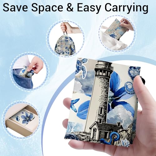 Image of Gymnastics Grip Bag Blue Coastal Lighthouse Waterproof Gymnastics String Bag for Gym