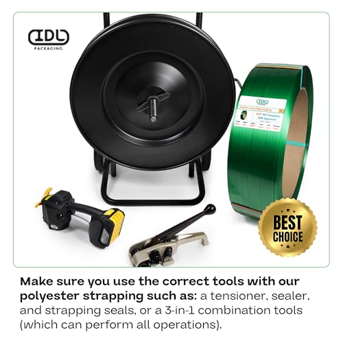 idl packaging 5834 x 03534 x 400039 polyester pet strapping roll of 1634 x 634 core size 1400 lbs break strength green - uv water and rust resistance - affordable and lightweight poly strapping