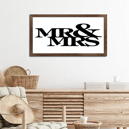 Cadeau de mariage mignon : panneau bois Mr & Mrs à suspendre