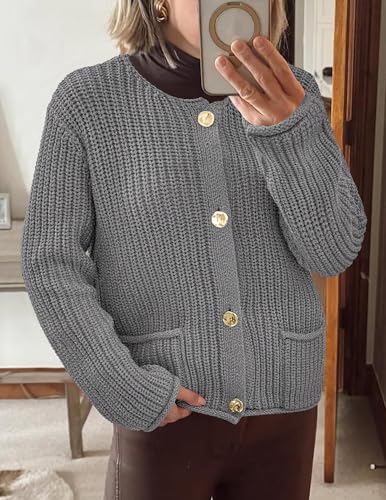 Image of PRETTYGARDEN Cardigan Sweaters for Women 2026 Trendy Oversized Knit Chunky Button Cardigans Fall Winter Outfits with Pockets