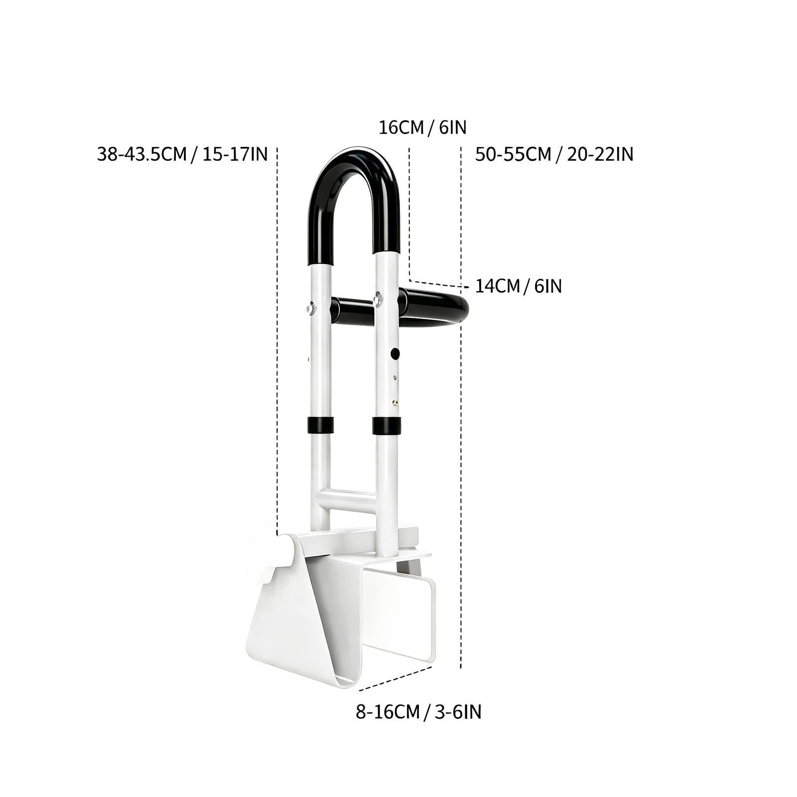 Corrimano Regolabile Vasca da Bagno, Doppia Impugnatura | Corrimano Doccia 38‑43,5 cm, Fissaggio Morsetto Senza Fori, 136 Kg, Maniglie Rimovibili per Anziani & Disabili