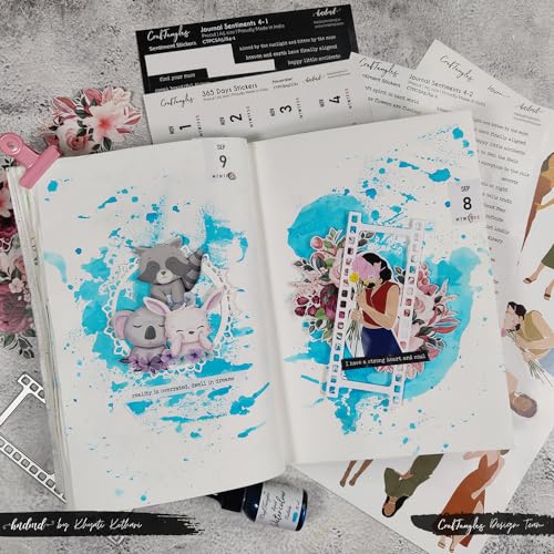 Image of CrafTangles Precut Journal Stickers (544 pcs) Peel and stick, Printed Scrapbooking Stickers,Stickers for Notebooks,Diary, Journal,Laptop, Mobiles Multicolored Printed Stickers