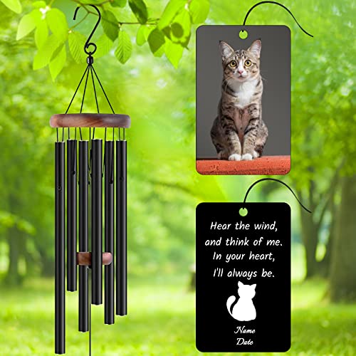 Image of Personalized Custom Wind Chimes Memorial Gift for Loss of Loved One Mother Dad Mom Dog Pets Customized Outdoor Sympathy Wind Chimes with Photo Text