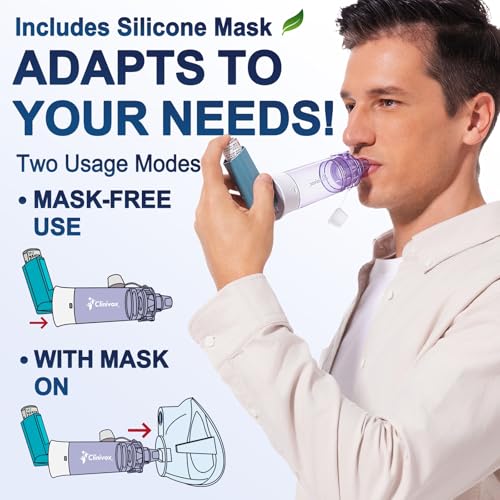 Image of Inhaler Spacer for Adults, Nessi OTC Spacer, Spacer for Inhaler with Silicone Mask, Anti-Static Chamber & Exhalation Valve, Easy to Use & Clean