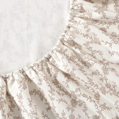 Image of Laura Ashley - Flannel Sheets Twin Size, Anti-Pilling & Wrinkle Resistant Cotton, Touchably Soft for All-Season Comfort - Bed Sheets with Matching Pillowcase & Fitted Sheet (Victoria Beige)