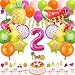 70 Packs Tutti Frutti Party Decorations Set Twotti Frutti Glitter Banner/Cake Topper Fruit Cupcake Toppers Mylar Balloons for Twotti Fruity Second Birthday Party