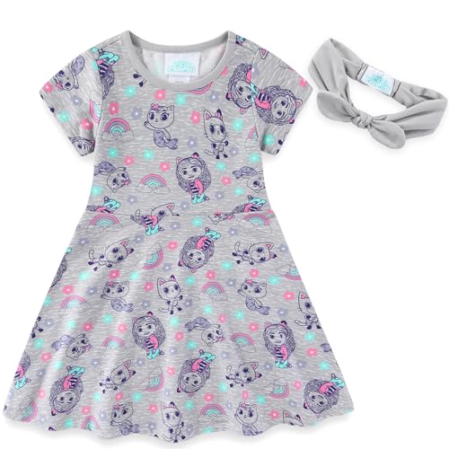 DREAMWORKS GABBY'S DOLLHOUSE Girls French Terry Skater Dress with Headband for Toddler and Big Kids