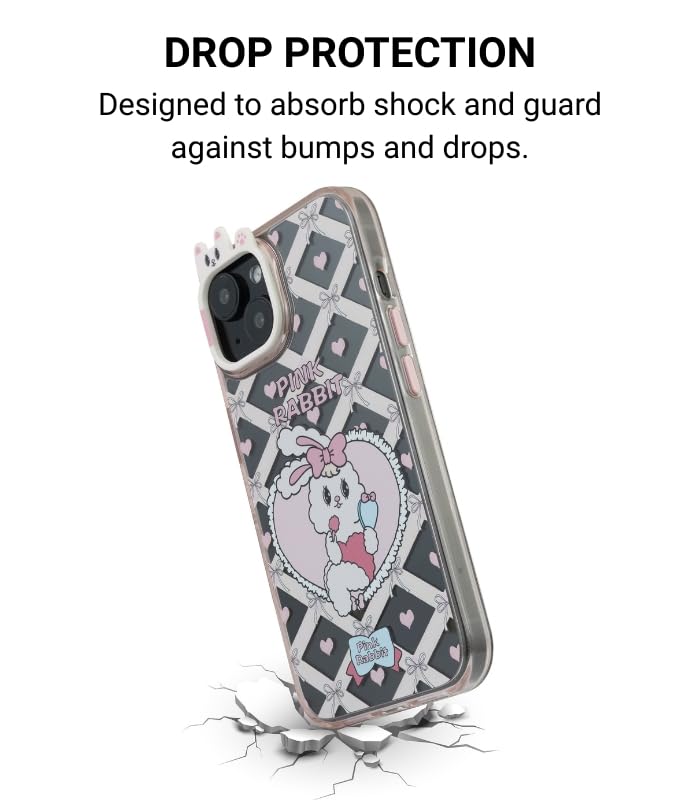 Image of Pink Rabbit Case Cover for iPhone 15 | Cute Animal Design | Soft TPU Back Cover | Slim Fit & Shockproof | Anti-Scratch Finish | Lightweight Protective Case