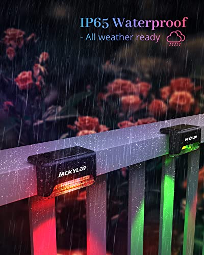 Image of JACKYLED 16 Pack Deck Lights Solar Powered Color Changing, Outdoor Solar Fence Lights Waterproof LED Stair Lights for Patio Step Railing Wall Garden