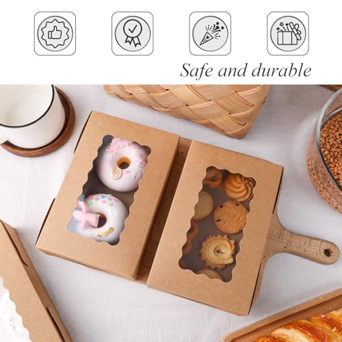 Johouse HJOH2771 20Pcs Cookie Boxes With Window, 7 Inchx4.3 Inchx1.5 Inch Brown Bakery Boxes Treat Boxes thumb #2
