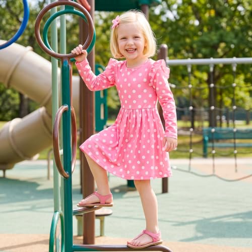 Image of Toddler Little Girls Casual Dresses Short Sleeve Crew Neck Graphic Cartoon Dress for 2-8 Years