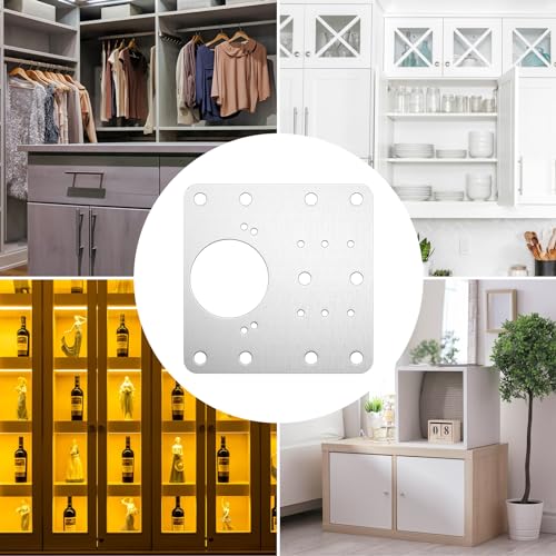 Lestiven 12 Stk reparaturstück für seitenscharnierplatte, scharnier reparaturset, schrankscharnier reparaturplatte, edelstahl scharniere reparatur platte, hinge repair kit, mit Loch und 72 Schrauben