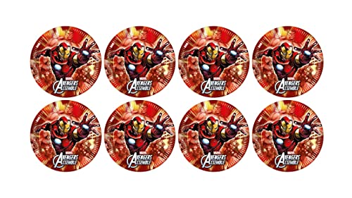 ALMACENESADAN, 5121 Lot de 8 assiettes en carton 23 cm de la licence Iron Man Corps