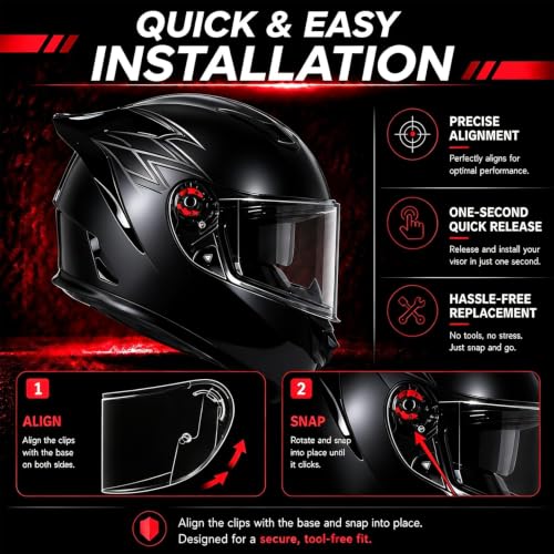 Image of PSLER Shatterproof Helmet Visor for Strada 2 Strada 3 FF801,Purplish Red