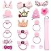 Produktbild Diealles Shine Kinder Schleife und Haargummis Set, 18 Stücke Haarschmuck Baby Kleine Mädchen Haarspangen Bögen Krawatten Kleinkinder Haarspangen Haarnadeln Set (Rosa)