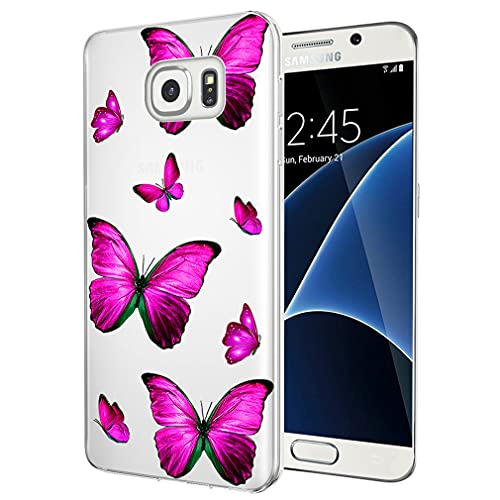 Yerebel Case for Galaxy S7, Samsung S7 Cute Case, Clear Flexible Bumper TPU Soft Rubber Silicone Cover Phone Case for Samsung Galaxy S7 (Rose Butterfly)