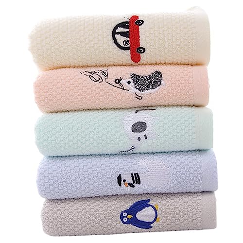 TOVINANNA 5pcs Cotton Boy Girl Face Towels Soft Absorbent Washcloths for Boy Girl Multipurpose Hand Towels for Showers and Special Occasions