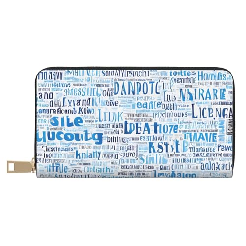 Leather Wallet for Women Ladies Novelty Printed Around Zipper Long Wallet Phone Purse Credit Card Holder, Gymnastics Blue