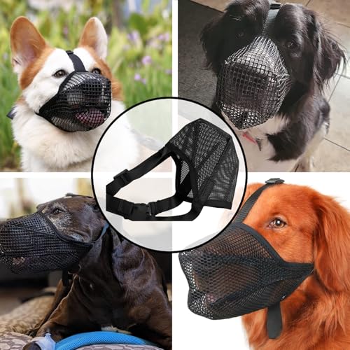 Amexo Maulkorb für Hunde, Weicher Netzmaulkorb für Kleine, Mittelgroße und Große Hunde, Verstellbare Welpenmaulkörbe zum Auffangen von Beißen, Lecken und Kauen, Ermöglicht Hecheln und Trinken (XS)