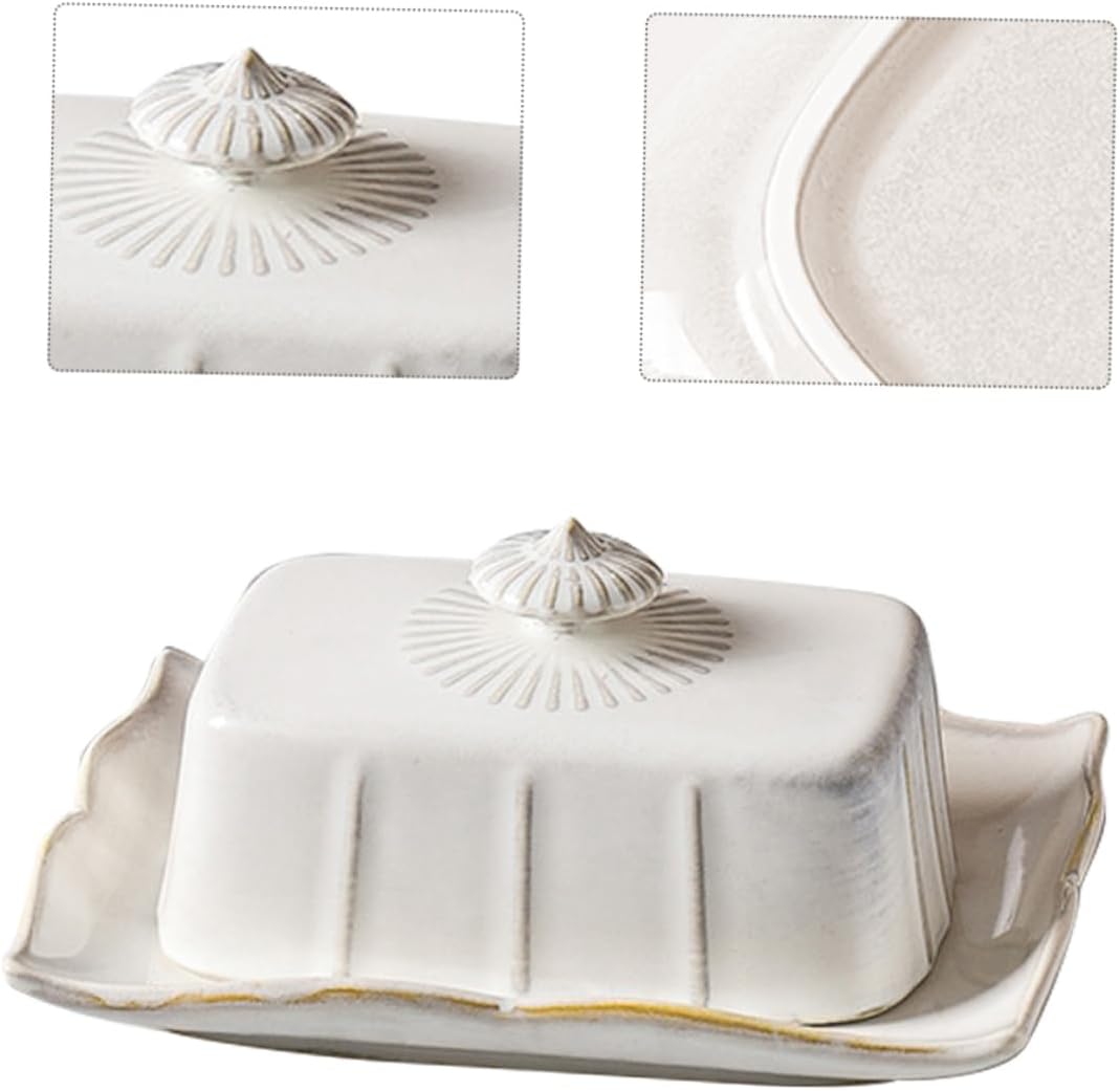 PRETYZOOM Butter Dish Lid Ceramic Serving Dishes Lid Butter Tray Decorative for Dessert Hotel