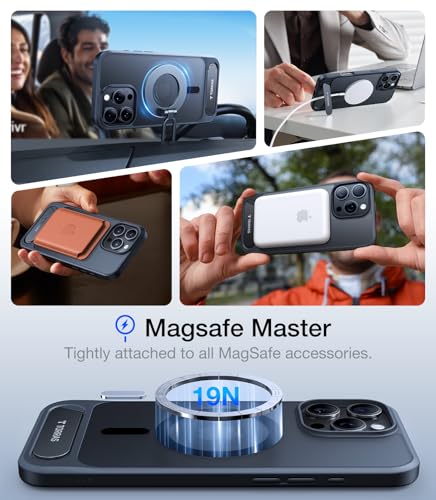 Image of TORRAS for iPhone 16 Pro Case with Magsafe, Durable Titanium Stand, Black