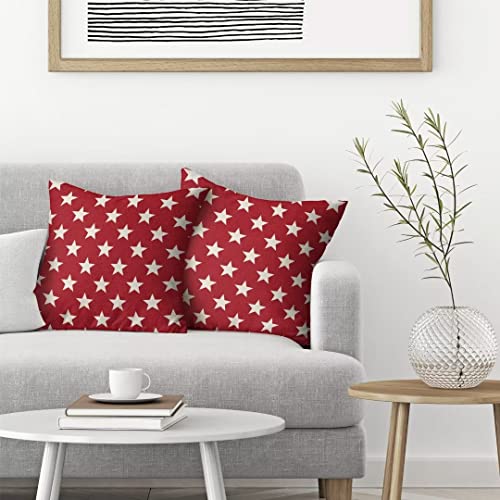 Aeioae 4Th Of July Decorations Pillow Covers 18X18 Inch Set Of 2, Independence Day Red Stars Throw Pillows Linen Farmhouse Holiday Patriotic Cushion Case For Sofa Living Room Outdoor Decor #TOP3