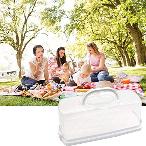 2 Pcs Portable Bread Box with Handle Loaf Cake Container Plastic Rectangular Food Storage Keeper Carrier 13inch Translucent Dome for Pastries, Bagels, Bread Rolls, Buns or Baguettes (White)
