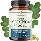 Moringa Capsules 5000mg | Potent Antioxidant Superfood | Non-GMO, Third-Party Tested Pure Moringa for Energy, Immunity & Gut Health Support | 100% Moringa Oleifera | Vegetarian & Gluten-Free | 60 Ct