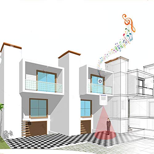 Durchgangsalarm, HommyFine Ladenglocke Funkalarmanlage mit Bewegungsmelder Zutrittsmelder Beweungsklingel mit 38 Klingeltönen Auffahrts-Alarmset mit Blauer LED Anzeige