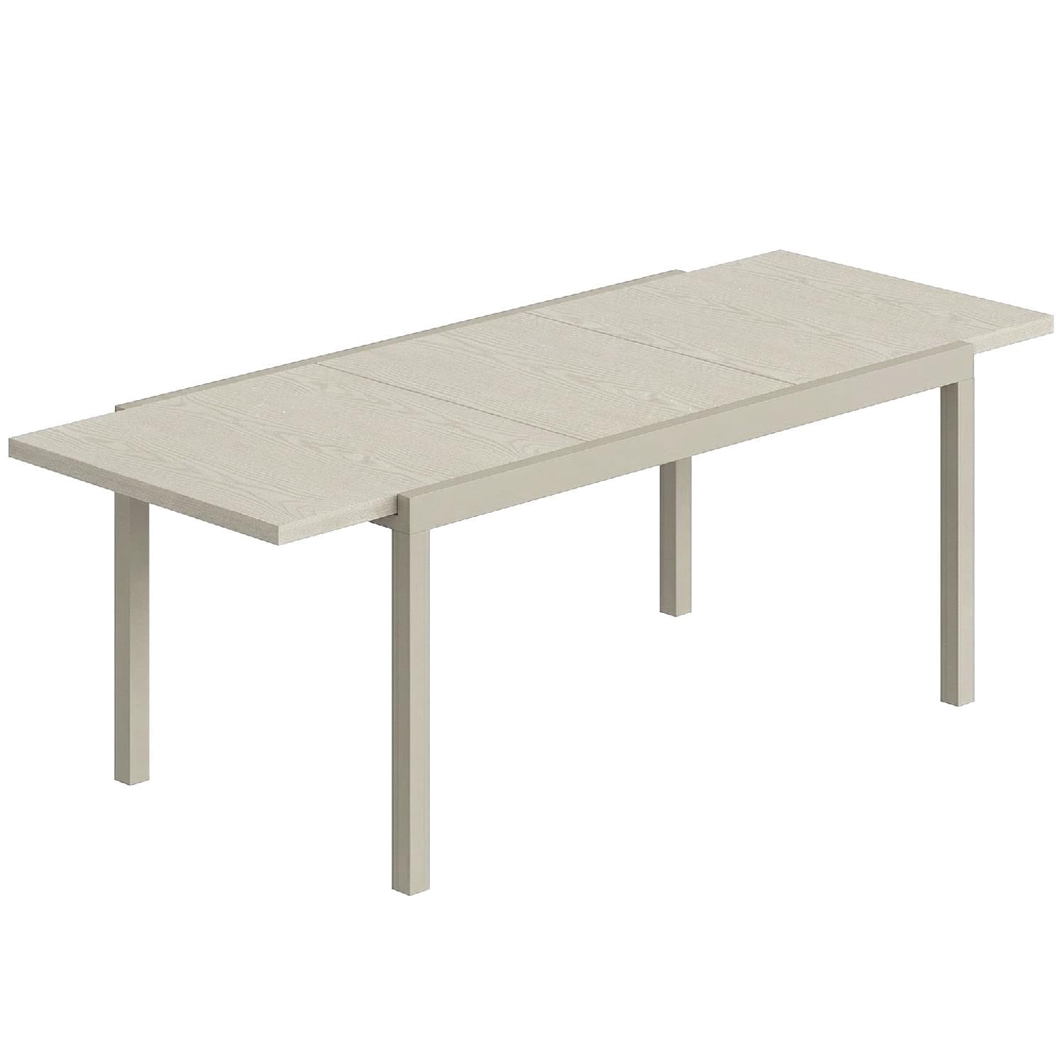 Tavolo da Esterno Giardino, Allungabile, Rettangolare, In Alluminio/Acciaio, 154-214x85x75 cm, Grigio Chiaro