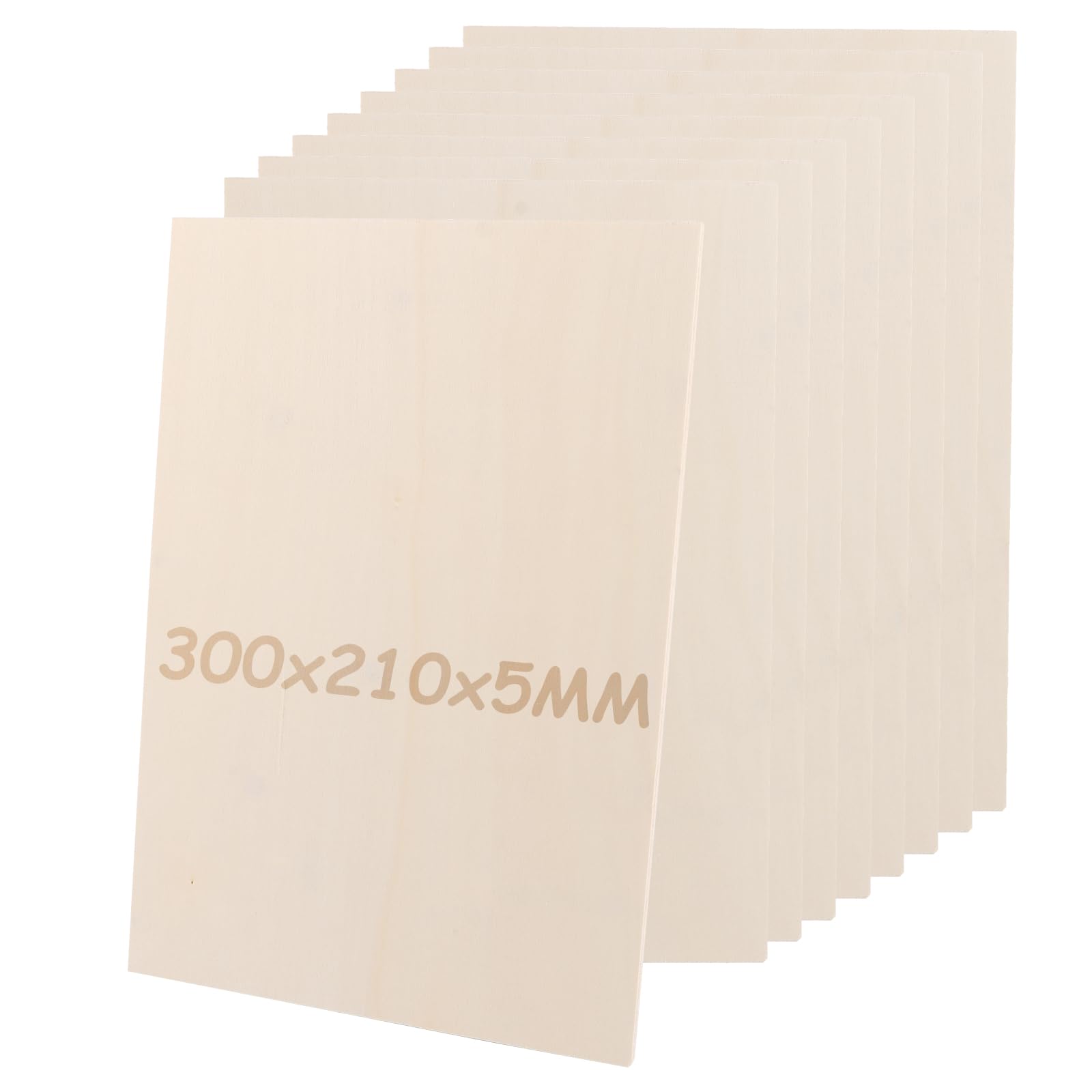 SHUESS 10 placas de madera contrachapada de 5 mm, 300 x 210 mm, A4, contrachapado de álamo, para manualidades, madera contrachapada para manualidades, sierra de marquetería, pirograbado, corte por