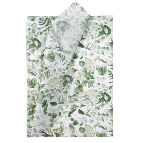 WRAPAHOLIC Eucalyptus Wrapping Tissue Paper - 30 Sheets 14 x 20 Inch Greenery Eucalyptus Leaves Tissue Paper Bulk for Birthday, Wedding, Bridal Shower, Art Craft, Party Favor Decoration