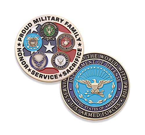 Proud Military Family Challenge Coin - All Services Military Coin - Marines - Army - Air Force - Navy - Coast Guard - Designed by Military Veterans