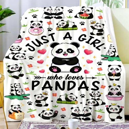 Methjimii Panda Blanket Gifts for Women Adults Pandas Stuff Plush Flannel Bed Throws Bedding Panda Themed Blankets for Gifts Birthday Party Decorations 50X40