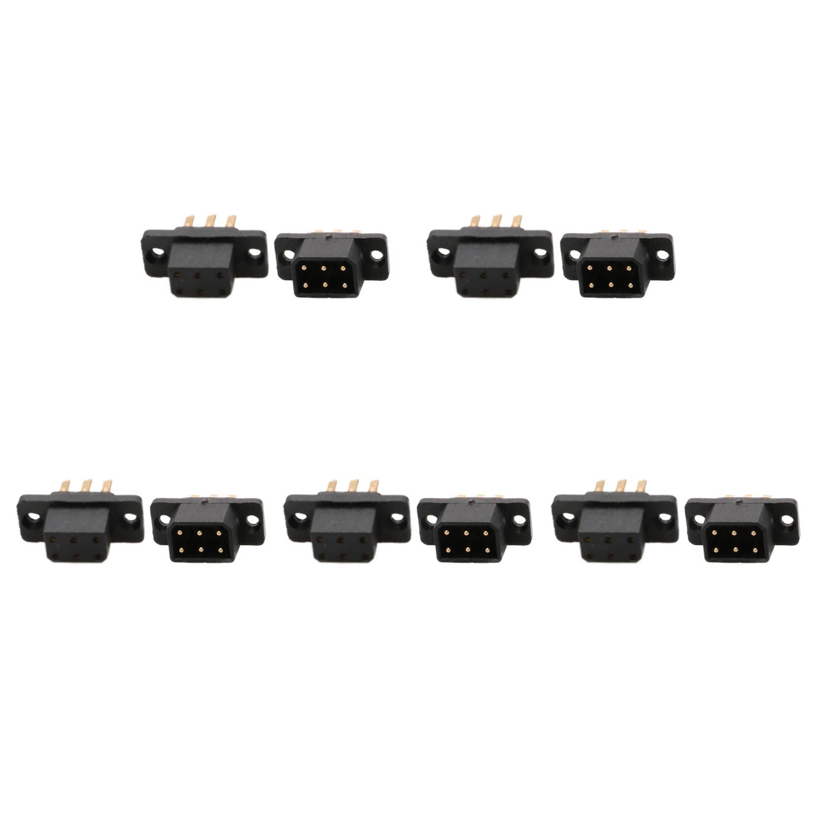 5Pairs JX4 JX6 JX8 MX6 MX10 MPX 4Pin 6Pin 8Pin 10Pin Servo Connector Brass Gold Plated Male Female Plug for Gasoline Turbojet Drone RC VTOL Model Aircraft Boat Car Parts (5pairs Black MX6 Plug)