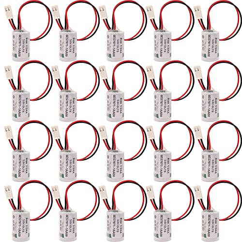 Voltage: 3.6V 20-Pieces 3.6V LS14250 1/2AA PLC Battery with Plug Replace for Siemens 6ES7971-1AA00-0AA0 S7-300 PLC CPU Battery