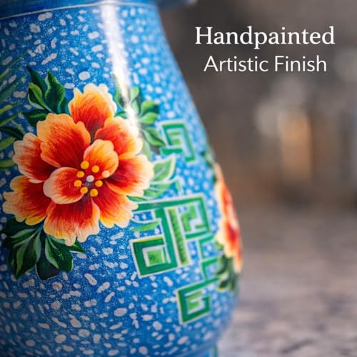 Image of iHandikart Handpainted Decorative Stainless Steel Jug |1.5L | Size - 8 * 6 Inch | Floral Printed Pitcher for Water, Juice & Milk | Decorative Kitchen & Dining Jug | Multipurpose Serving Jar for Home