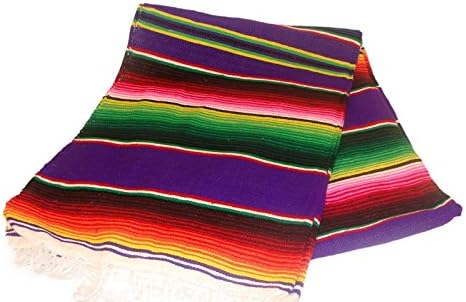 Sanyork Fair TradePurple Sarape Style Falsa Blanket Classic Mexican Serape Mat Throw Hand Woven