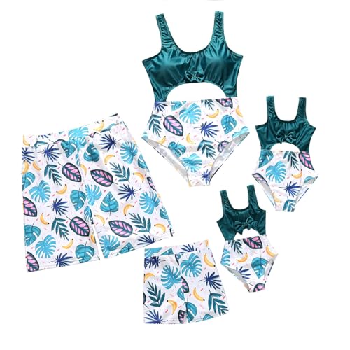 Traje de baño familiar a juego con volantes, traje de baño para mamá e hija, traje de baño para padre e hijo, traje de baño, 001 Green Men, L