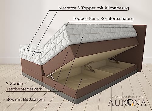 Aukona Boxspringbett Sophie 200 x 200 cm mit Bettkasten