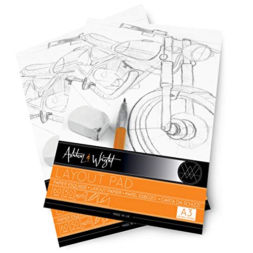 Ashton and Wright - A3 Semi Transparant Layout Pad - 50 grams papier - 60 vellen - Pack van 2