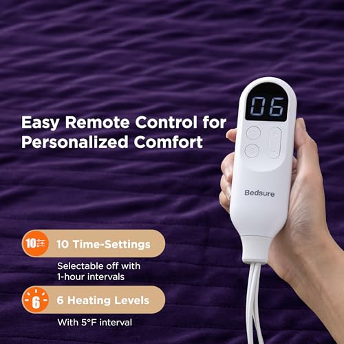 Image of Bedsure Electric Blanket Twin - Soft Flannel Heated Blanket Twin Size, GentleSoft Fast Heating with 10 Time Settings & 6 Heat Settings, Warm Gift for Grandma (62x84 inches, Purple)