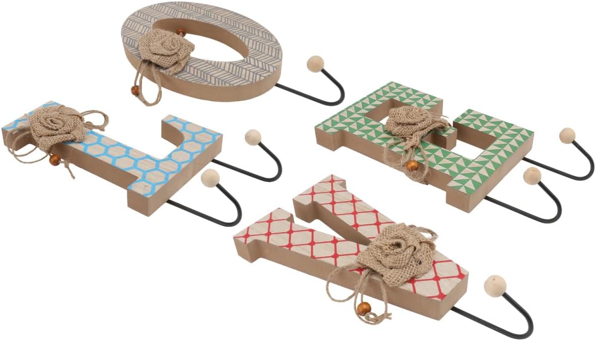 4pcs Metal Wall Hanger Hooks Vintage Letter Decorative Coat Rack Creative Home Organizer for Entryway Hallway Wall-Mounted Sundries Storage