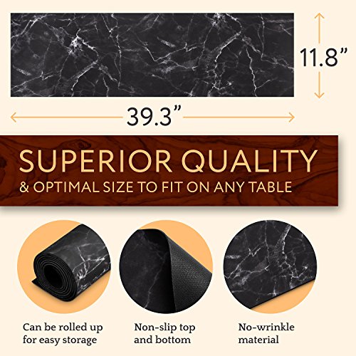 Anna Stay Table Runners - Trivet & Table Runner, Handles Heat Up to 300F, Anti Slip, Hand Washable, Great for Hot Dishes and Pots, Great as Dresser Decor & Table Decor, Marble and Black Table Runner