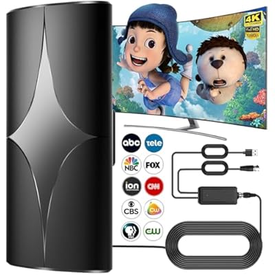 TV Antenna Indoor Outdoor for Smart TV for Local Channels and All Older TV Supports 4K 1080p HD 33FT Coax Cable Easy Installation