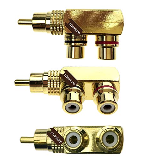 Adaptador Divisor RCA Macho a 2 Hembras Ángulo Recto Pack 7 miniatura 2