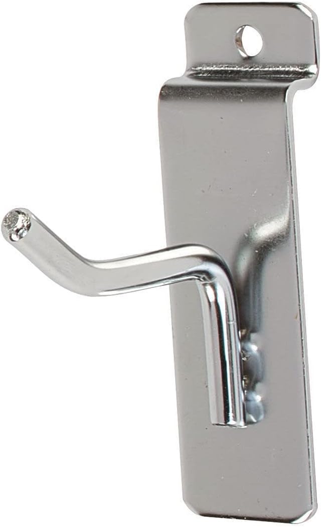 50 Chrome 2" Slatwall Metal Peg Hooks Slat Wall Display 6mm