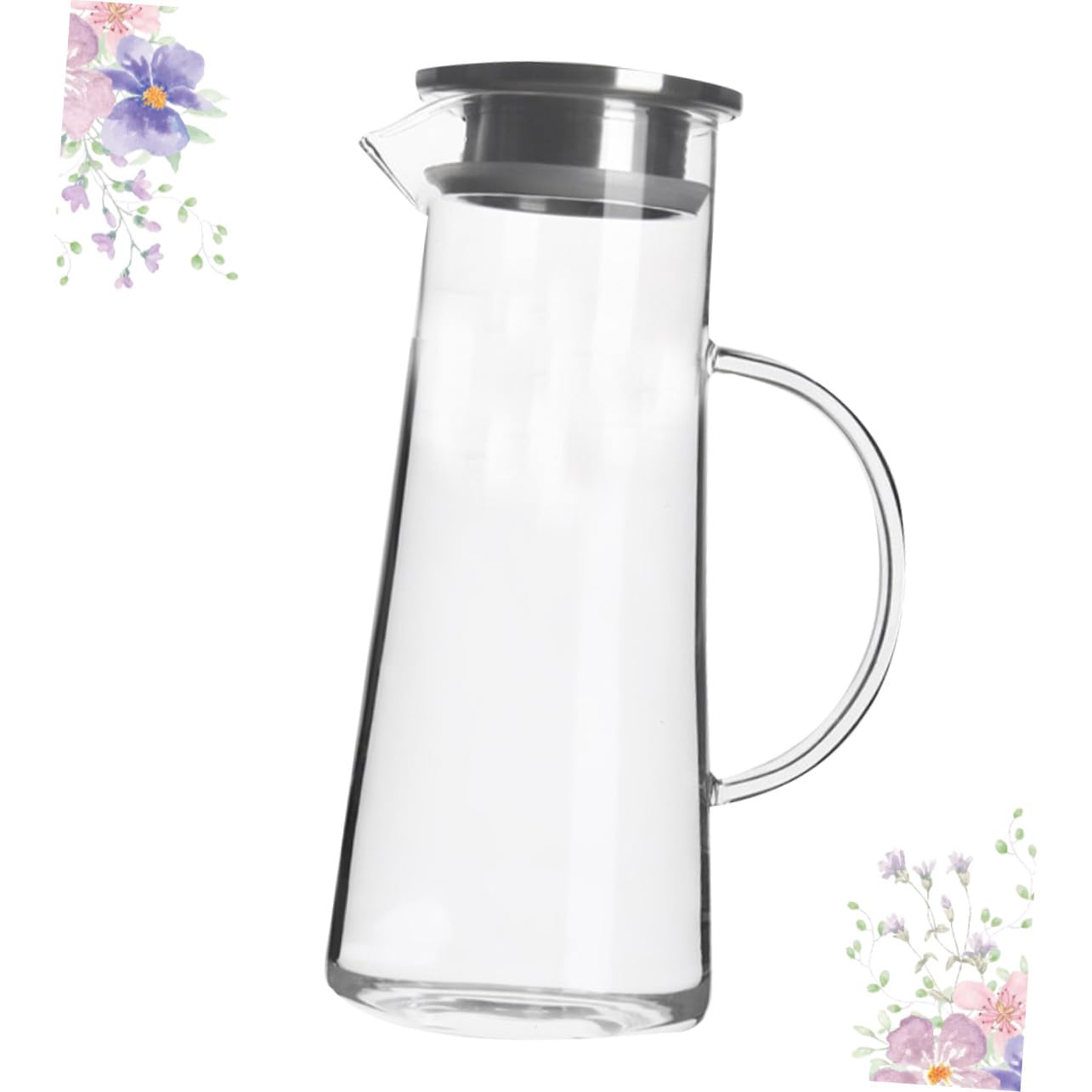 Mipcase Caraffa in Vetro 1450ml Coperchio, Vetro Borosilicato | Frigorifero, Acqua Succo Latte Tè Freddo, Lavorazione Fine, Resistente alla Rottura