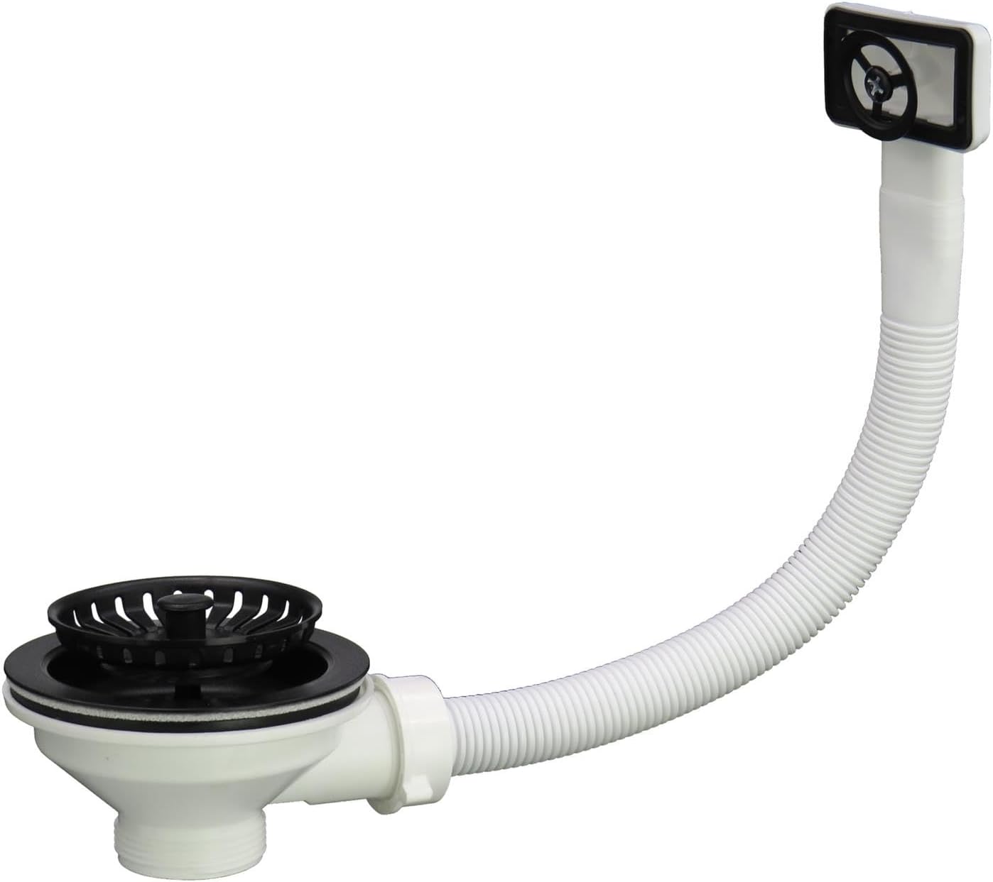 Liquida SW4MB Matt Black Kitchen Sink Basket Strainer Waste with Overflow